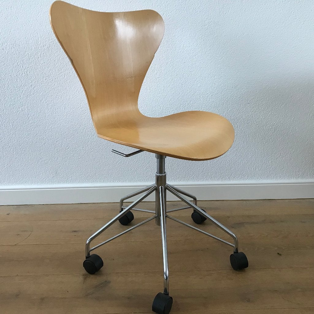 2 Fritz Hansen vlinderstoel 3117 bureaustoel beuken vintage, Ophalen, Gebruikt, Zwart, Nvt
