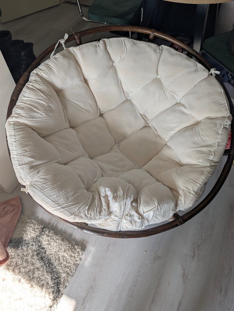 Rotan loungestoel 100 x 80, Huis en Inrichting, Ophalen, Hout, Bruin, Zo goed als nieuw