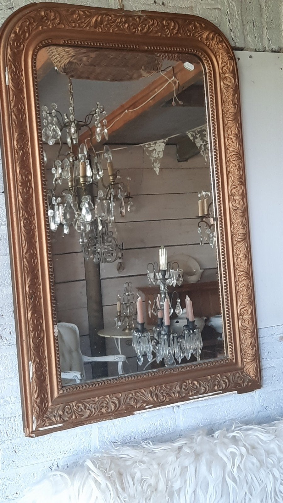 Antieke spiegel (nuzzelspul), Ophalen, Rechthoekig, Minder dan 50 cm