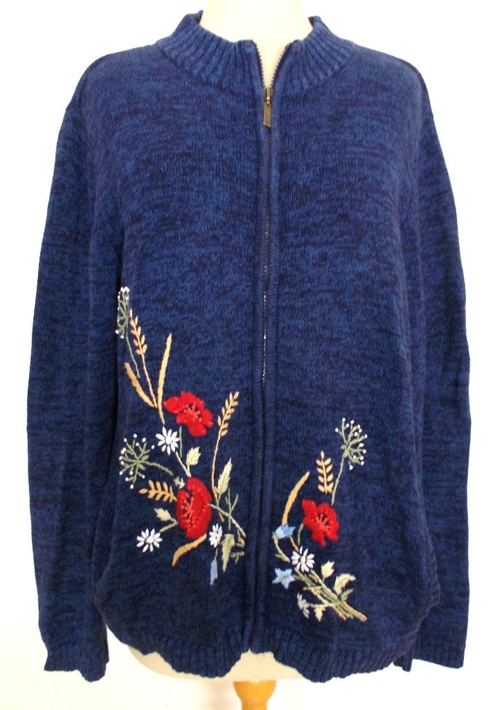 Mooi blauw bewerkt vest van Tulchan! L, Verzenden, Zo goed als nieuw, Maat 42/44 (L), Blauw