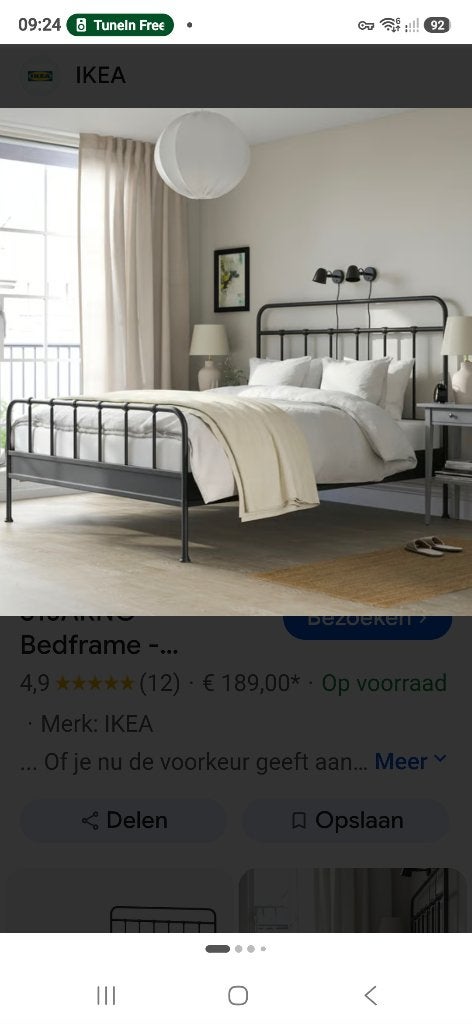 IKEA STJÄRNÖ Tweepersoonsbedframe Zwart Metaal 160x200cm, Ophalen, Modern, Industrieel, Zwart, 200 cm