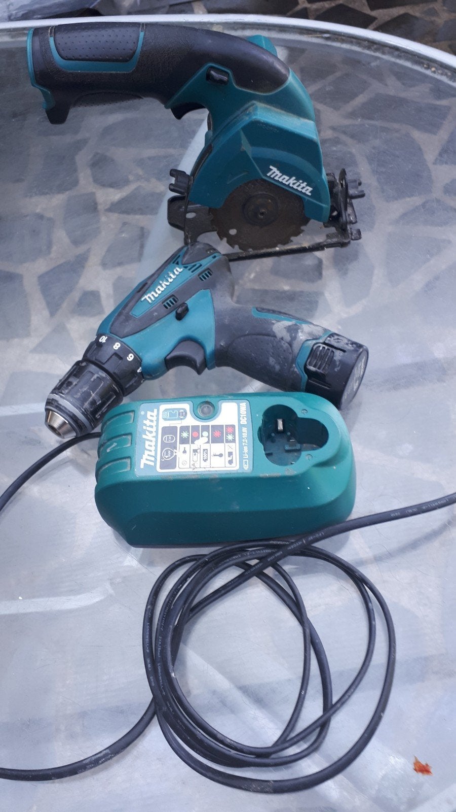 Makita Boor- en Schroefmachine met Cirkelzaag en Oplader, Doe-het-zelf en Verbouw, Ophalen, Gebruikt, Variabele snelheid, Boor- en Schroefmachine
