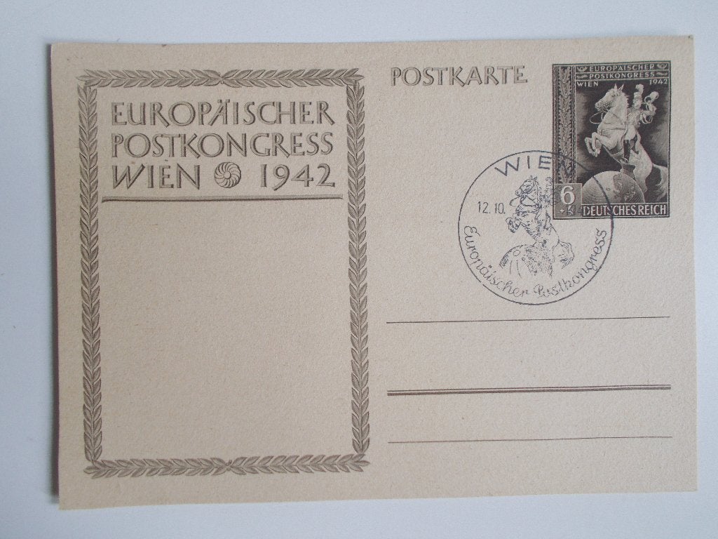 Duitse Rijk, Postkaart Postcongres Met Eerstedagstempel 1942, Ophalen, Onbeschreven, Europa