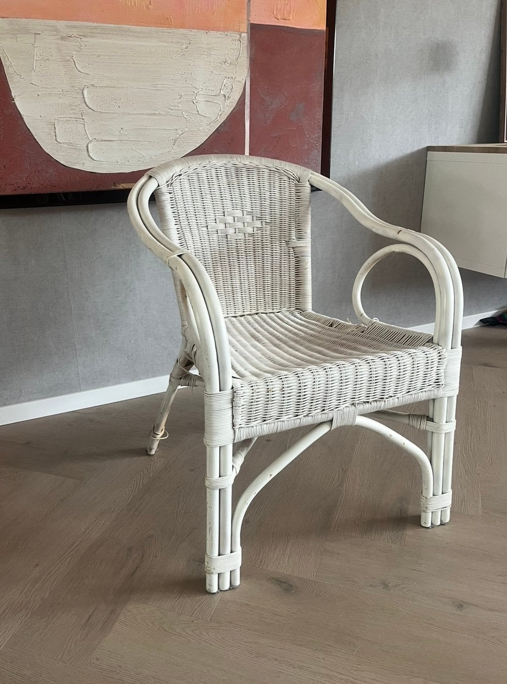 Rotan stoel, Ophalen, Gebruikt, Wit, Riet of Rotan
