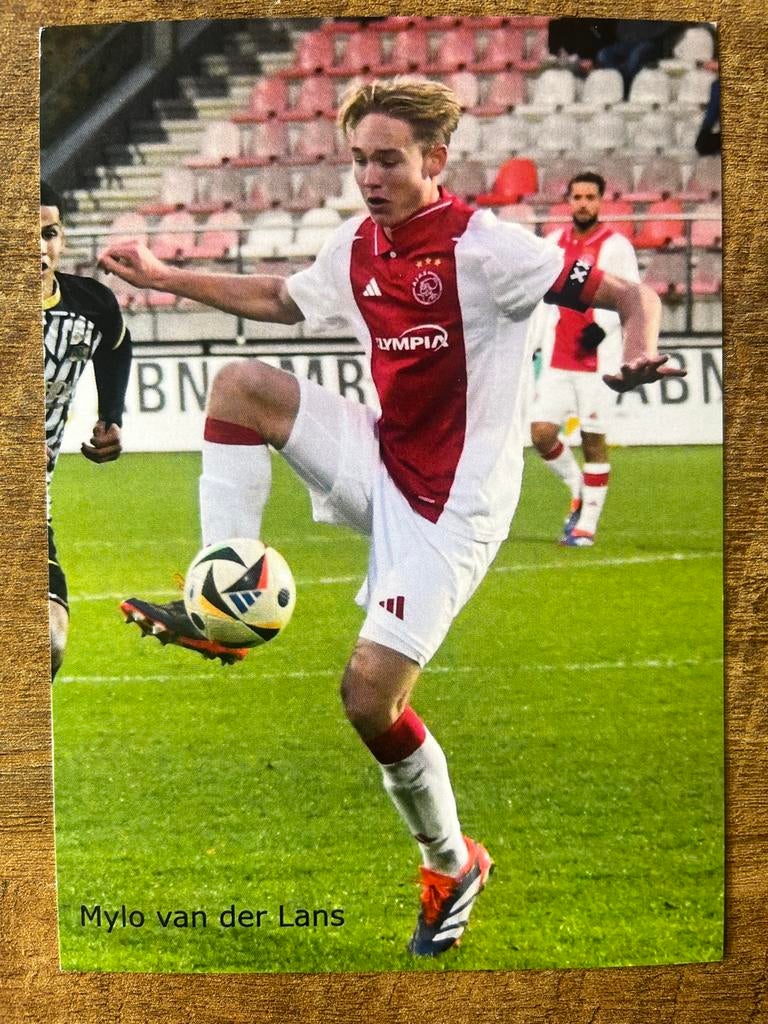 2 Zeldzame Spelerskaarten Mylo van der Lans - Jong Ajax, Ophalen of Verzenden, Zo goed als nieuw, Ajax, Spelerskaart