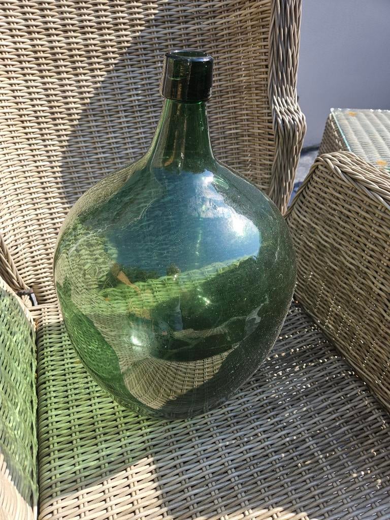 Oude grote groene buikfles., Antiek en Kunst, Antiek | Glas en Kristal, Ophalen