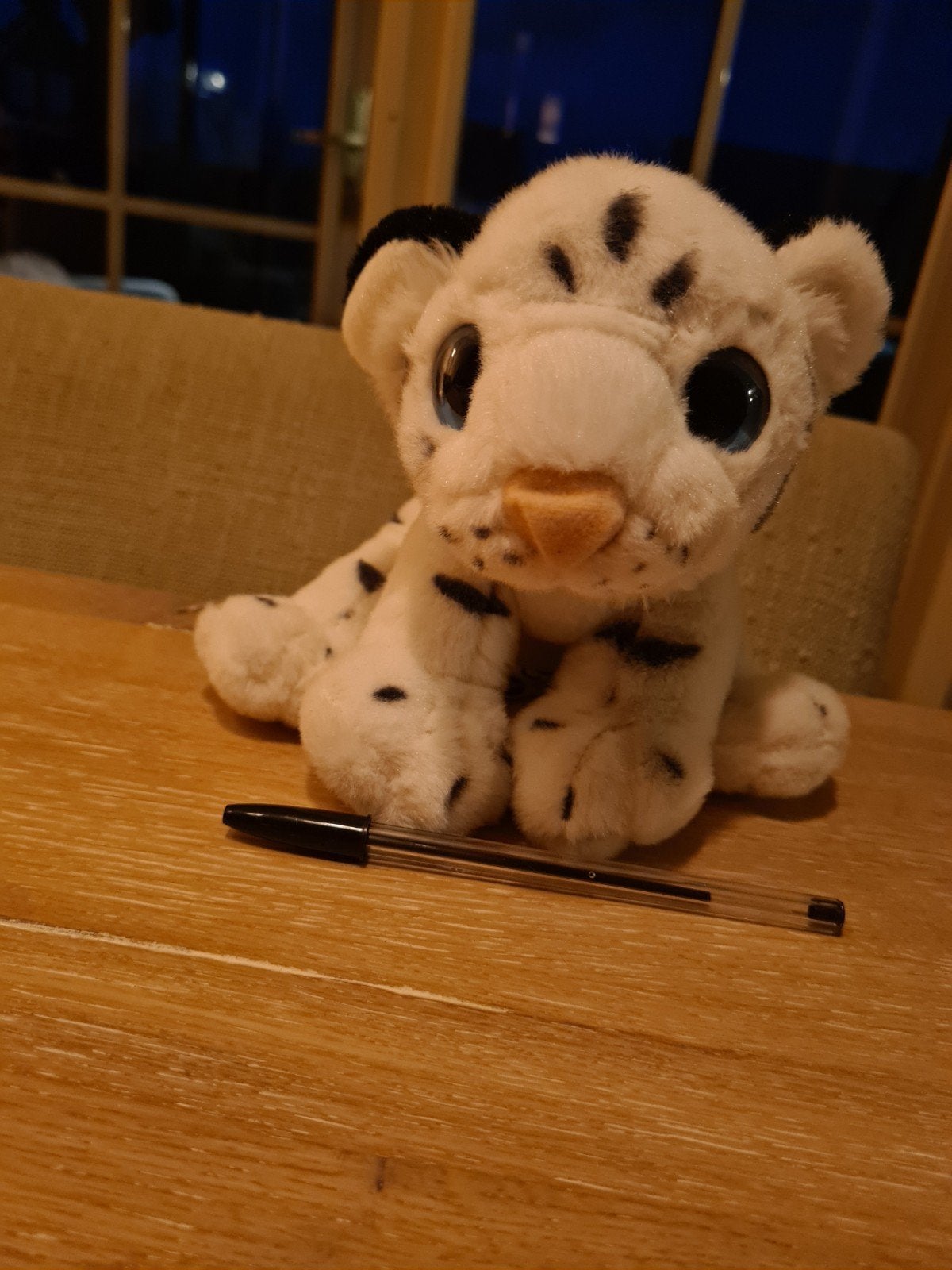 Knuffel wit tijgertje, Ophalen of Verzenden, Zo goed als nieuw, Overige typen, Klein (minder dan 20 cm)