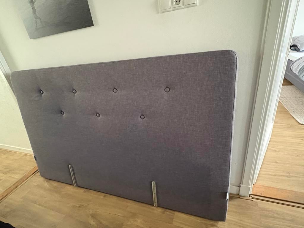 Hoofdbord bed 200x120 cm - Grijs gestoffeerd, Huis en Inrichting, Ophalen, Gebruikt, Tweepersoons, Overige maten