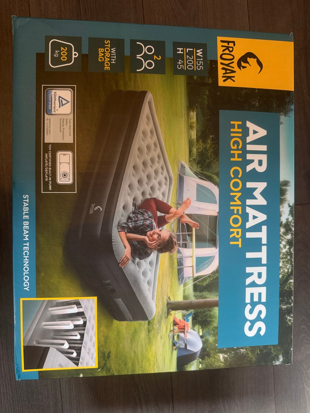 Froyak High Comfort Luchtbed met Ingebouwde Pomp, Caravans en Kamperen, Ophalen of Verzenden, Ingebouwde pomp, Nieuw, 2-persoons