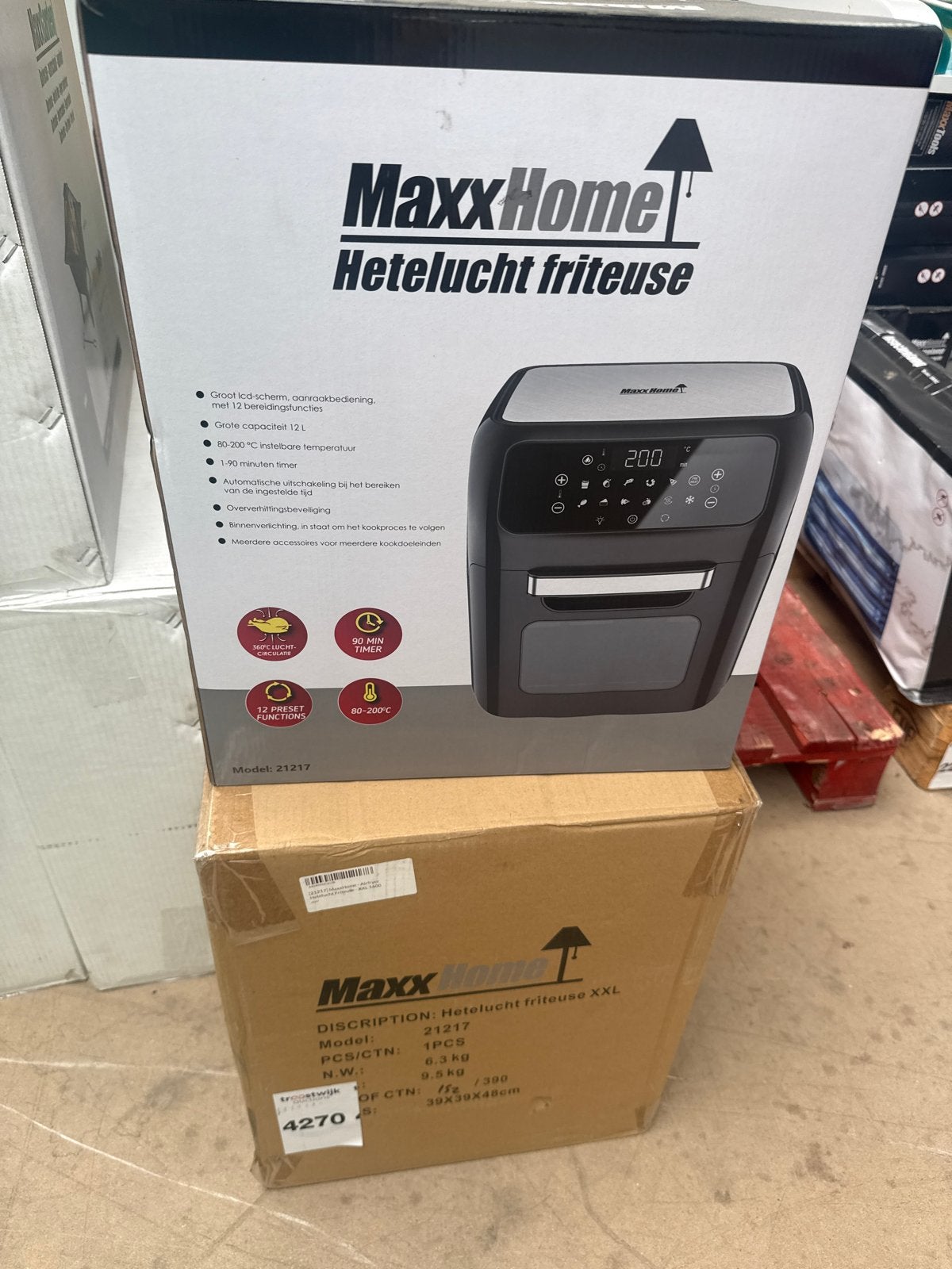 MaxxHome Hetelucht friteuse XXL - 12L, 12 functies, Verzenden, Nieuw, Airfryer XXL, 1500 gram of meer