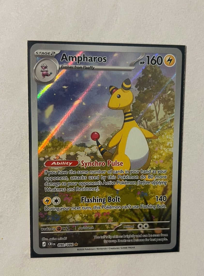Pokemon kaart Ampharos #090, Ophalen of Verzenden, Zo goed als nieuw