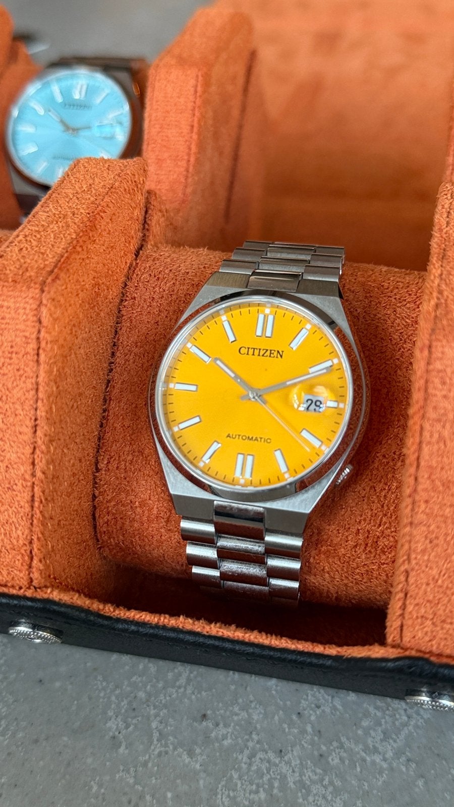 Citizen Tsuyosa Yellow 40mm Automatic, Sieraden, Tassen en Uiterlijk, Ophalen of Verzenden, Zo goed als nieuw, Staal, Citizen