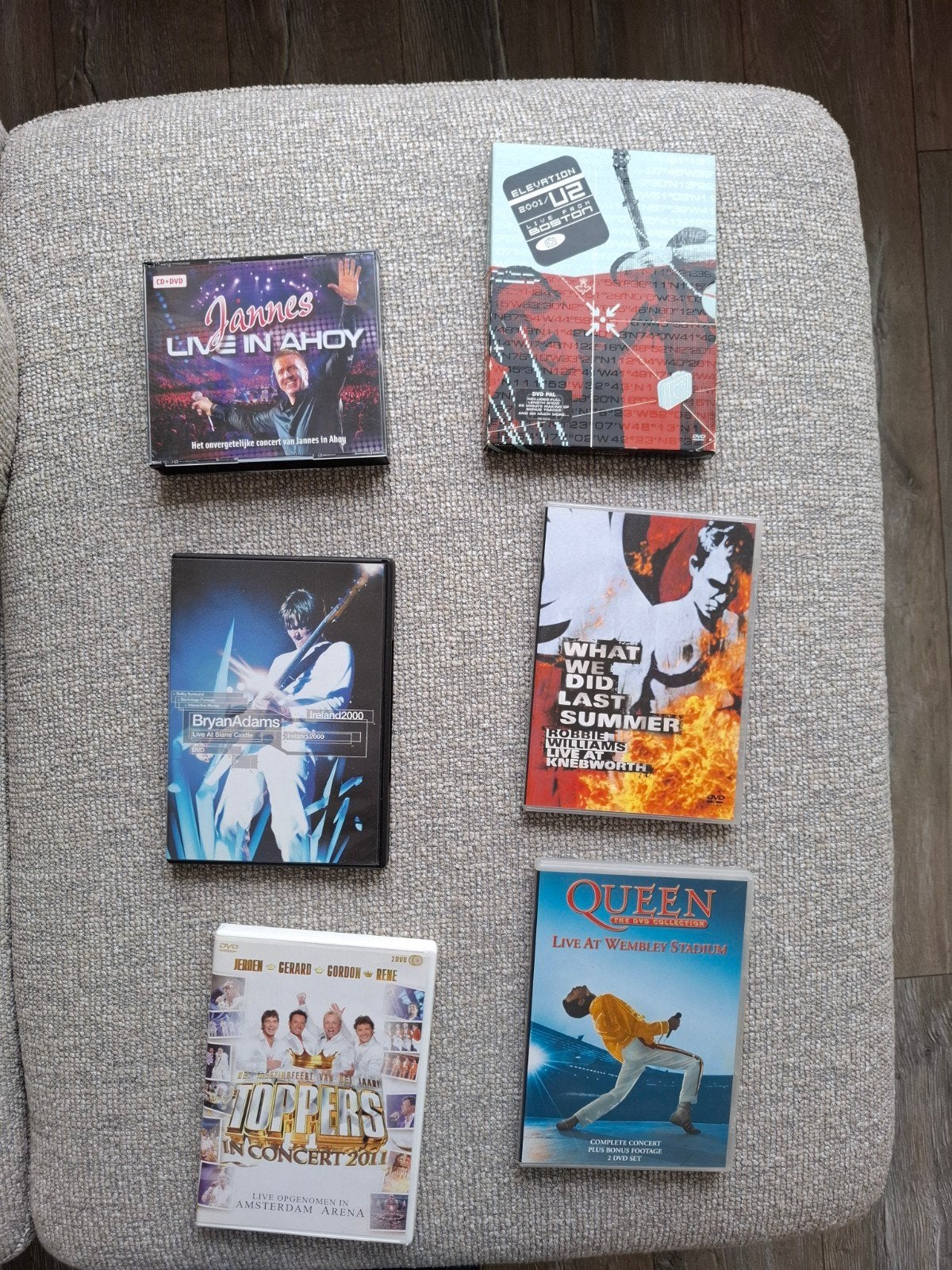 Muziek DVD's: Queen, Toppers, Bryan Adams, Robbie Williams, Cd's en Dvd's, Ophalen, Gebruikt, Alle leeftijden, Nederlands