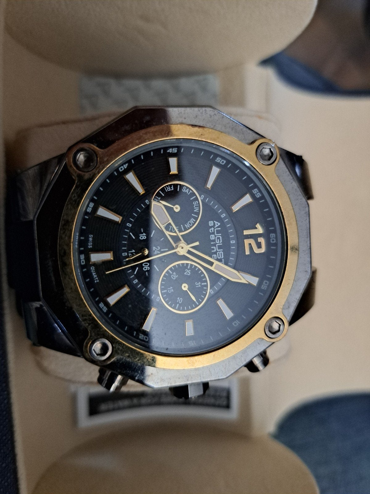 August Steiner Heren Horloge AS8080YG - Multifunctioneel, Overige merken, Gebruikt, Staal, Polshorloge