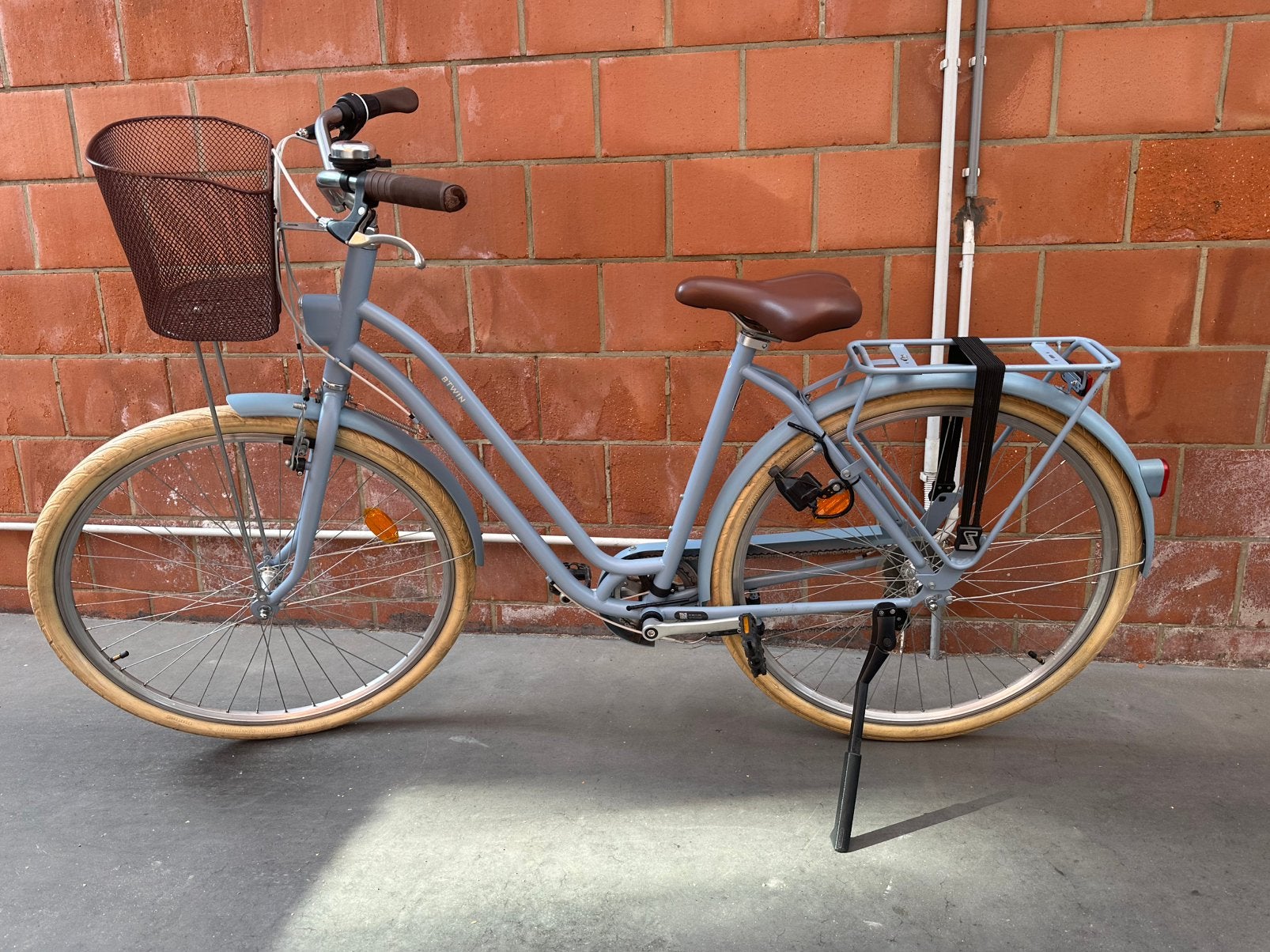 Elops Stadsfiets 520 Laag Frame licht blauw Maat L/XL, Velgrem, Zo goed als nieuw, Handrem, Ophalen