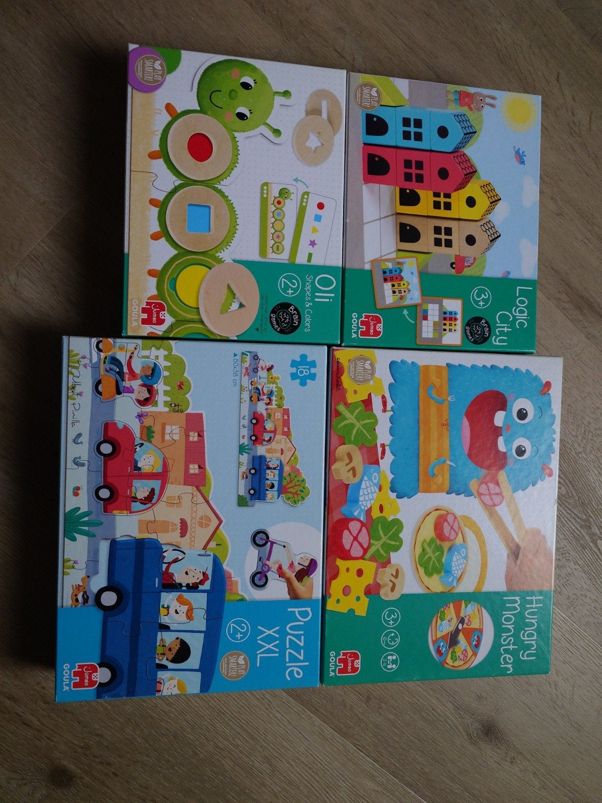4 Goula spellen/puzzels voor kinderen 2-4 jaar, Ophalen of Verzenden, Meer dan 50 stukjes, Gebruikt, 2 tot 4 jaar