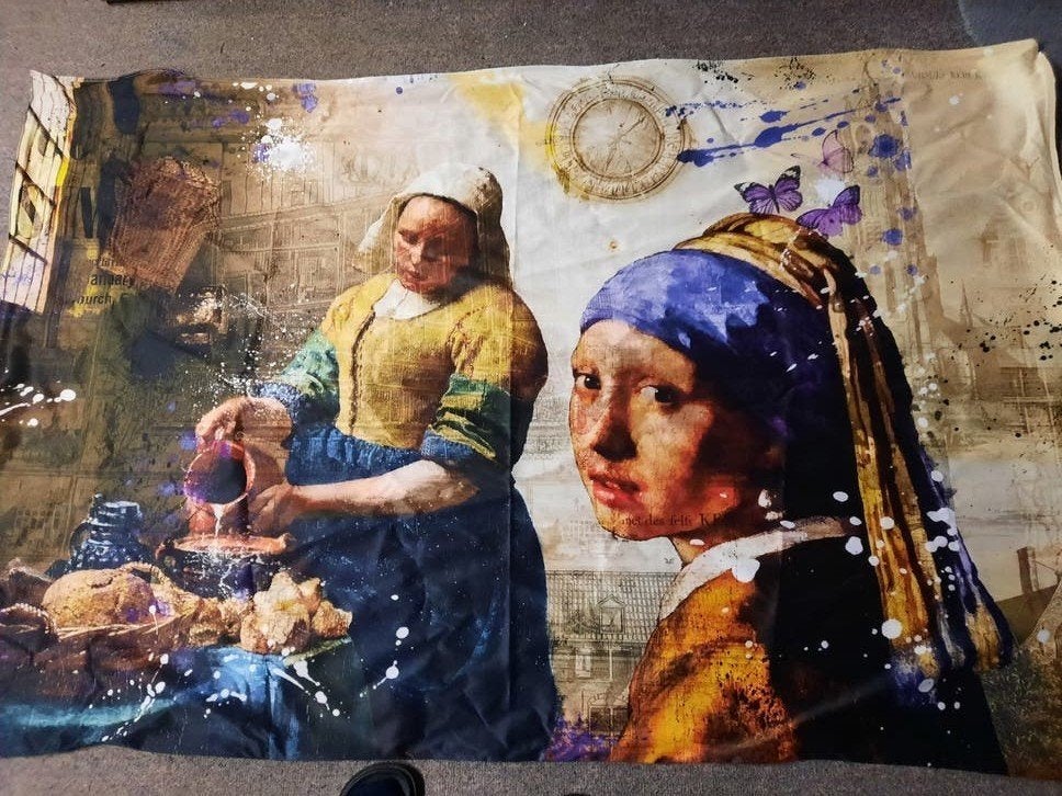 Wandkleed met het Melkmeisje en Het Meisje met de Parel, Huis en Inrichting, Oorspronkelijke maker, Overige typen, Ophalen of Verzenden