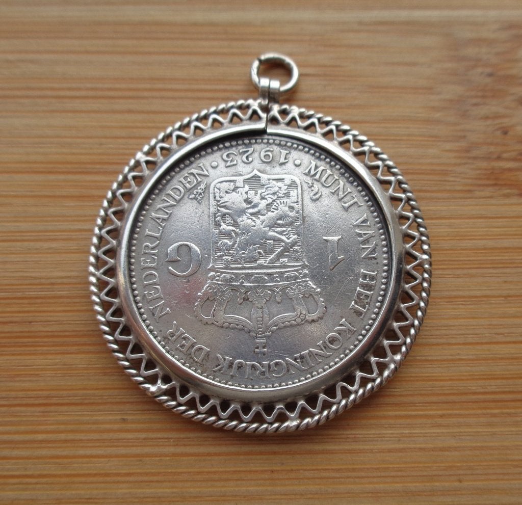 zilveren hanger met 1 gulden uit 1923 [188], Verzenden, Zilver, Hanger