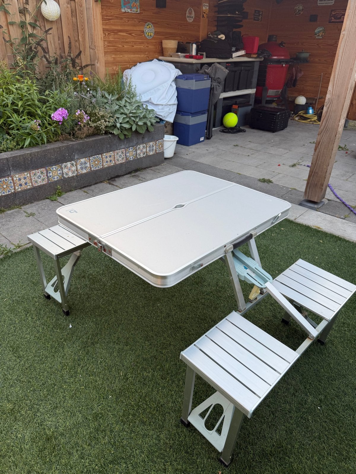 Bo-Camp campingtafel met bankjes, Ophalen, Gebruikt, Campingtafel