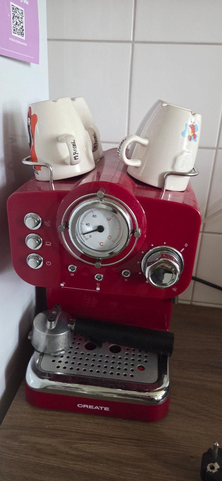 CREATE Espressomachine met koffiekopjes - Weinig gebruikt, Witgoed en Apparatuur, Gebruikt, Espresso apparaat, Gemalen koffie