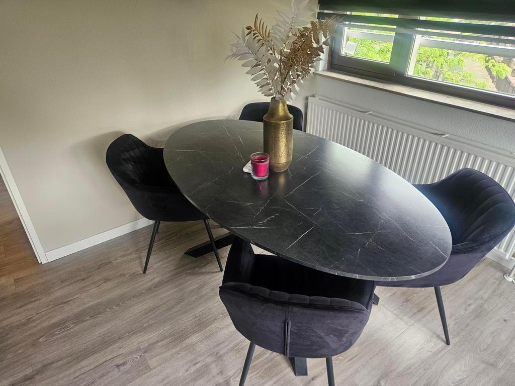 4 Velvet stoelen te koop, Ophalen, Zo goed als nieuw