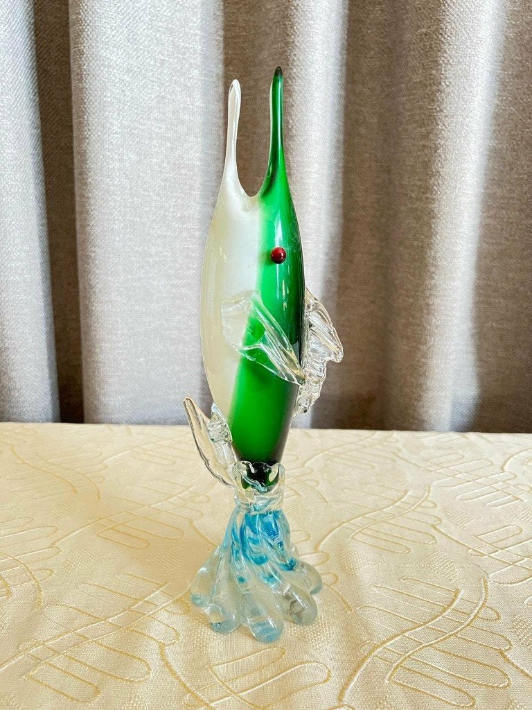 Vintage groene Murano zwaardvis 1960 - 1970, Ophalen of Verzenden