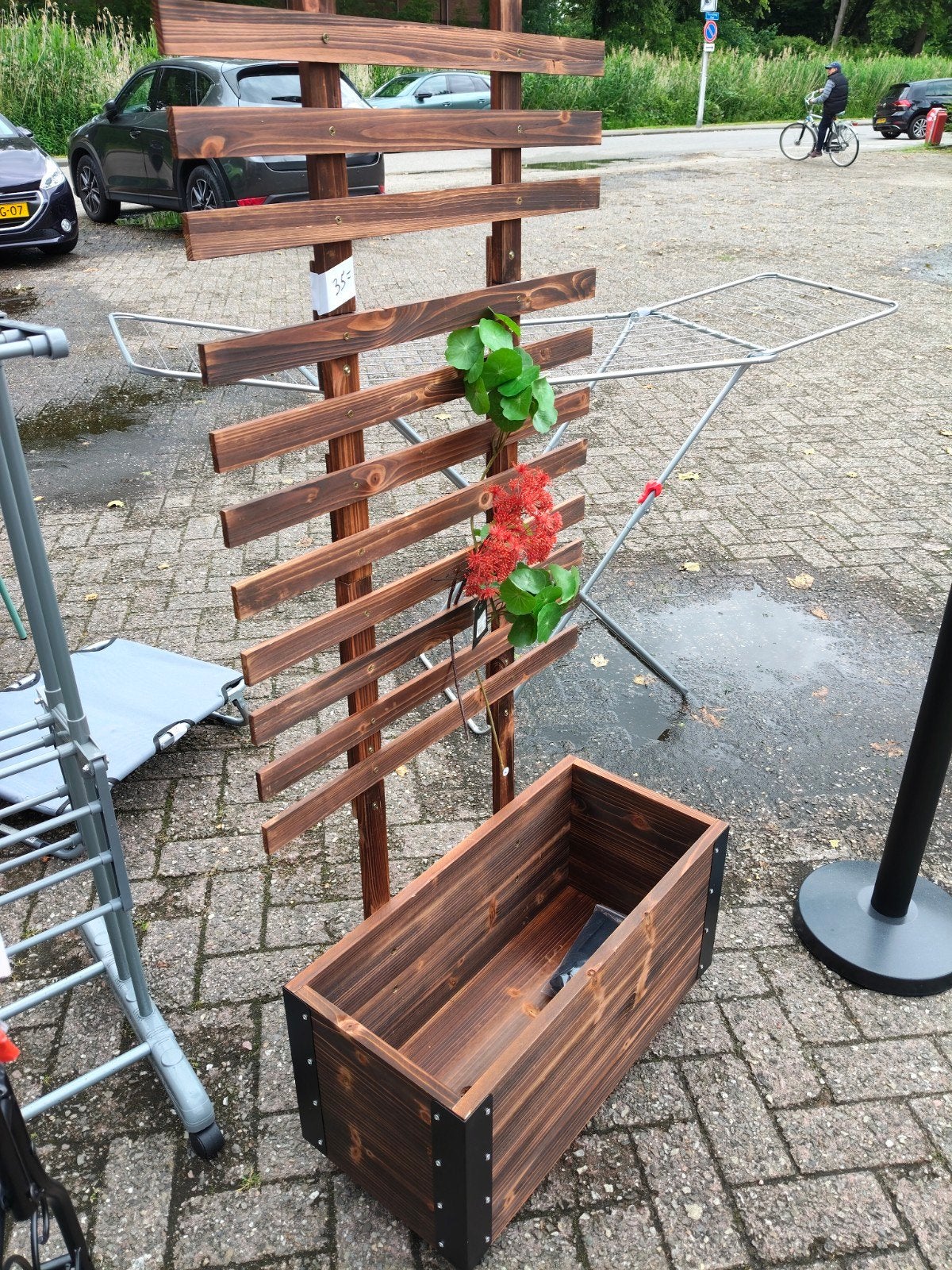 Aangeboden Nieuwe Bloembak op Wielen, Ophalen, Nieuw, Hout