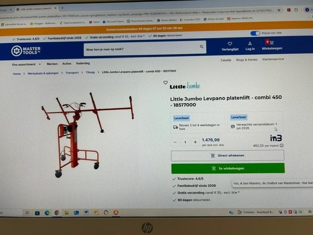 Platenlift, lift voor platen, lift, Ophalen, Zo goed als nieuw, Handmatig