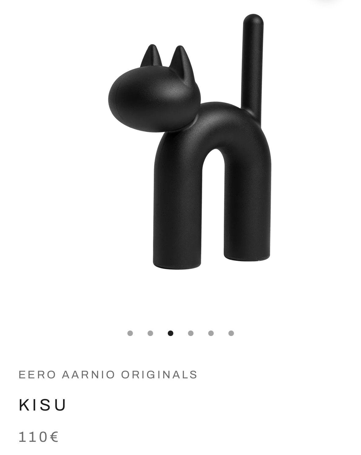 Eero Aarnio Originals Kisu Kat Decoratie Zwart, Antiek en Kunst, Ophalen of Verzenden, Pop/figuur, Zwart, Kunststof