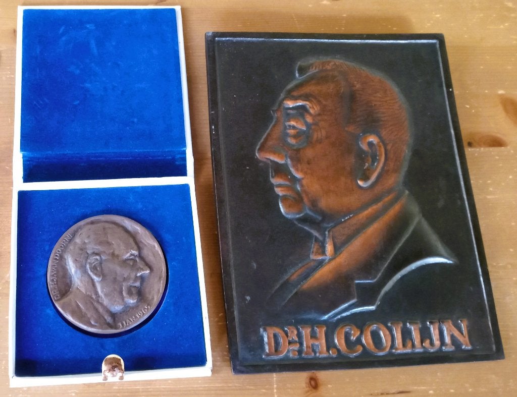Bronzen penning van Van Doorne en plaquette van Colijn, Ophalen of Verzenden, Brons, Nederland