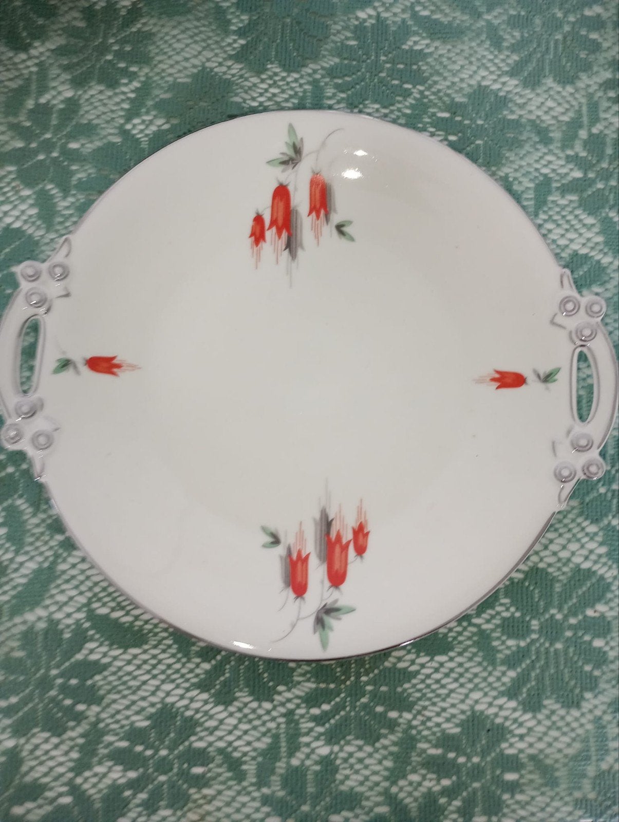 Vintage porseleinen bordjes met serveerschaal art deco stijl, Antiek en Kunst, Ophalen of Verzenden
