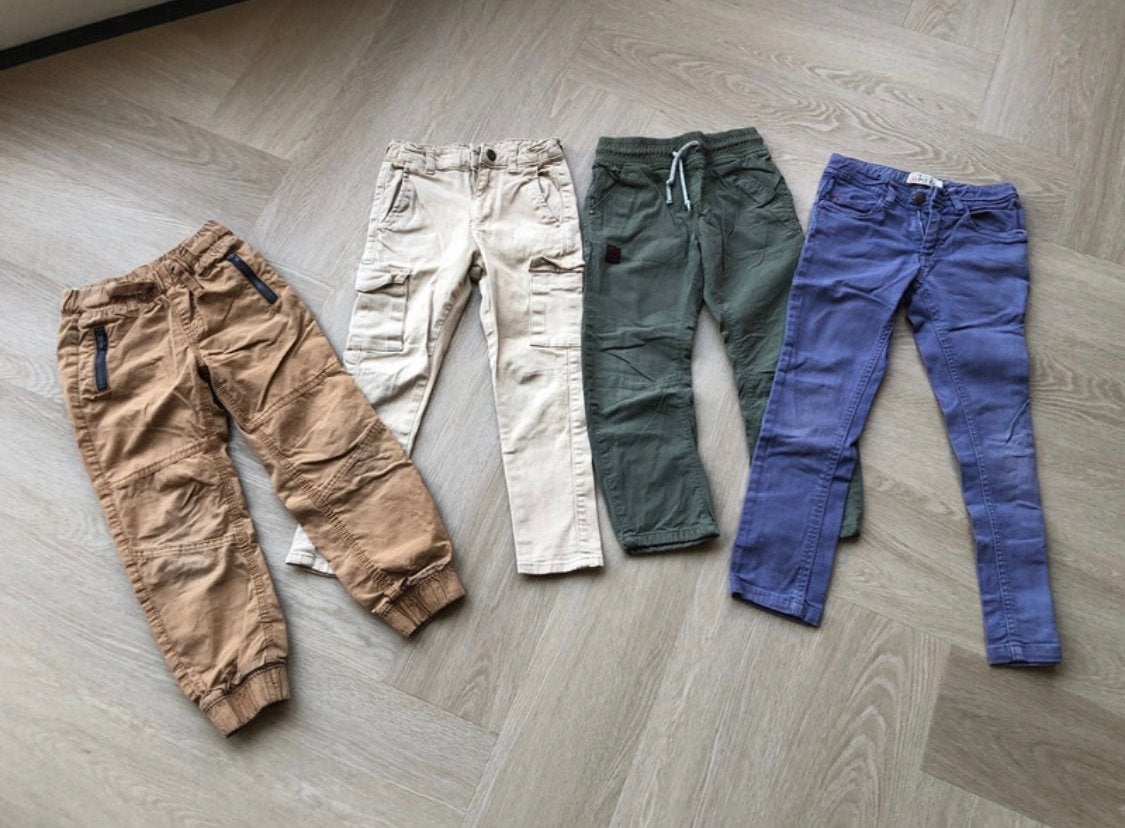 4 jongensbroeken maat 110/116 en 116 - Next, Shoeby, Mees, Ophalen of Verzenden, Gebruikt, Jongen, Broek