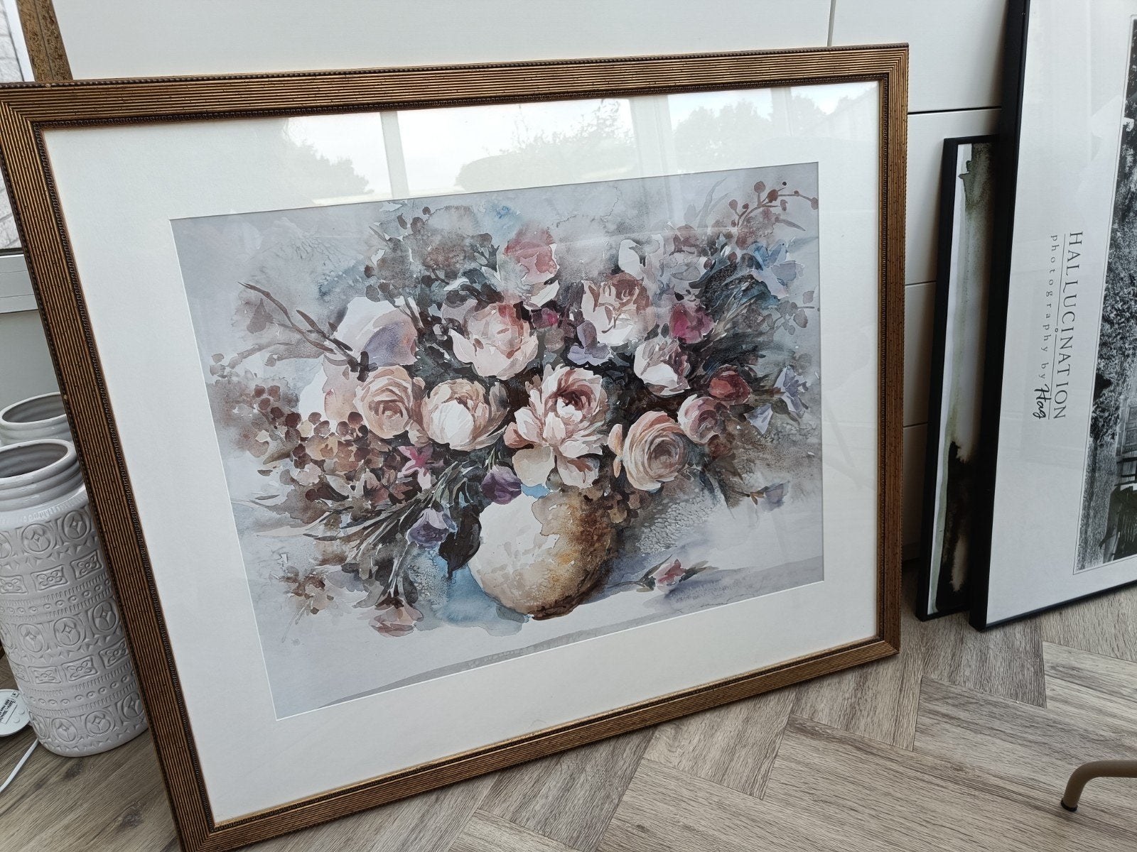 groot schilderij boeket aquarel, Ophalen, Zo goed als nieuw, Schilderij