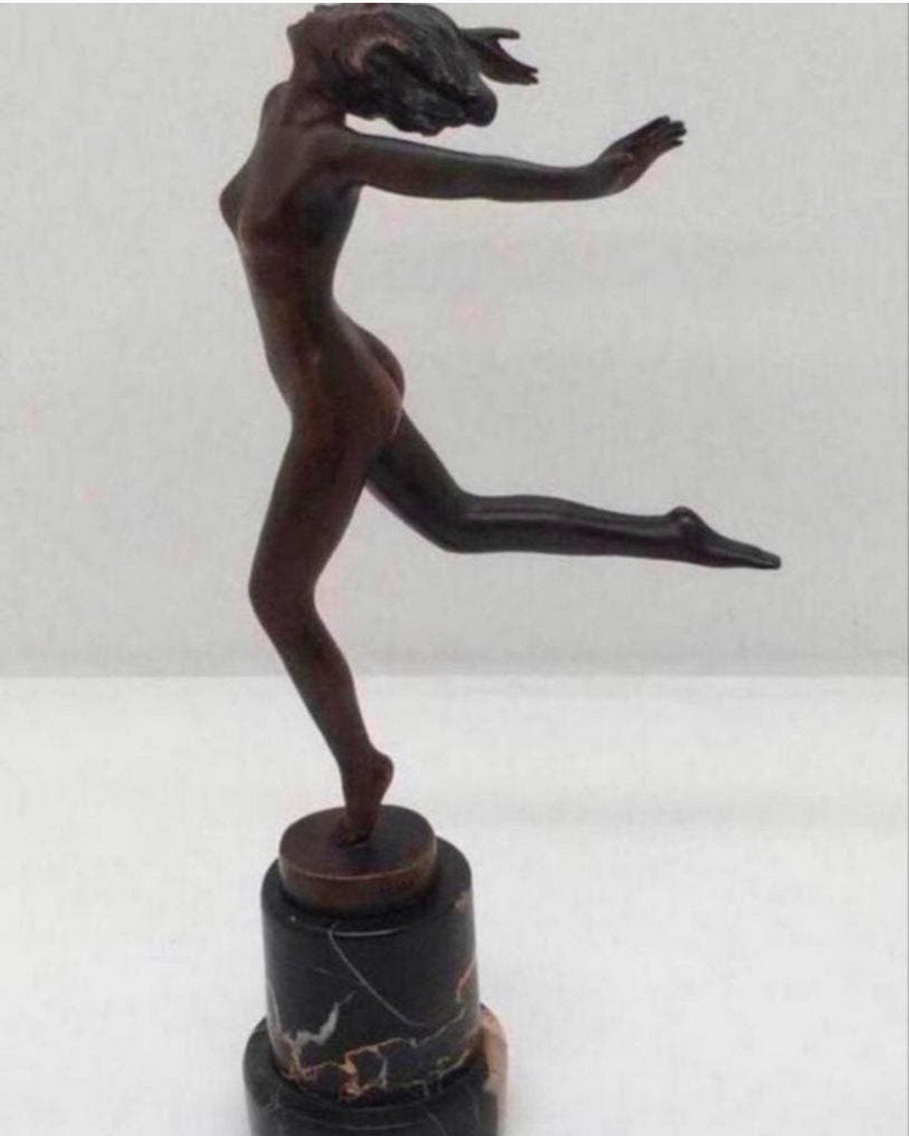 Art Deco Bronzen beeld uit 1925 Lorenzl Joseph 5448/68, Ophalen, Brons, Beeld, Vrouw