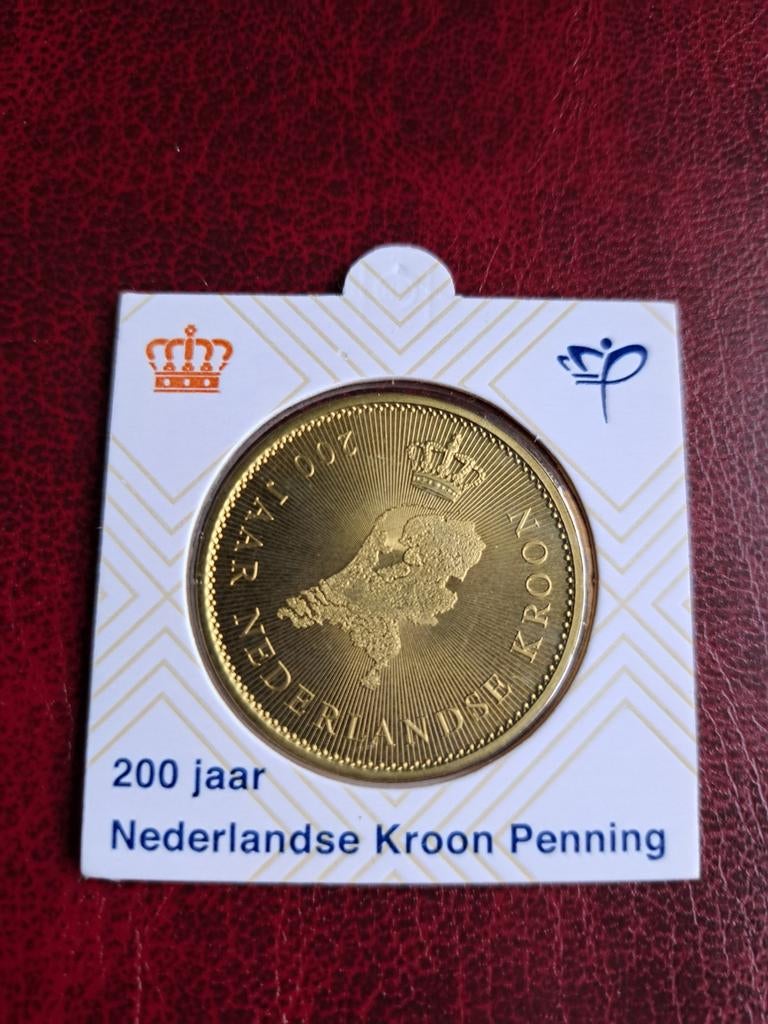 200 jaar Nederlandse Kroon Penning 2016 Bedrukte Munthouder, Postzegels en Munten, Munten | Nederland, Ophalen of Verzenden, Overige waardes