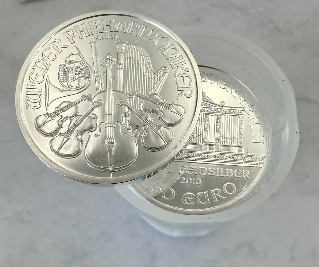 GERESERVEERD 20x 1oz Zilv Wiener Philharmoniker / 999 zilver, Ophalen of Verzenden, Zilver