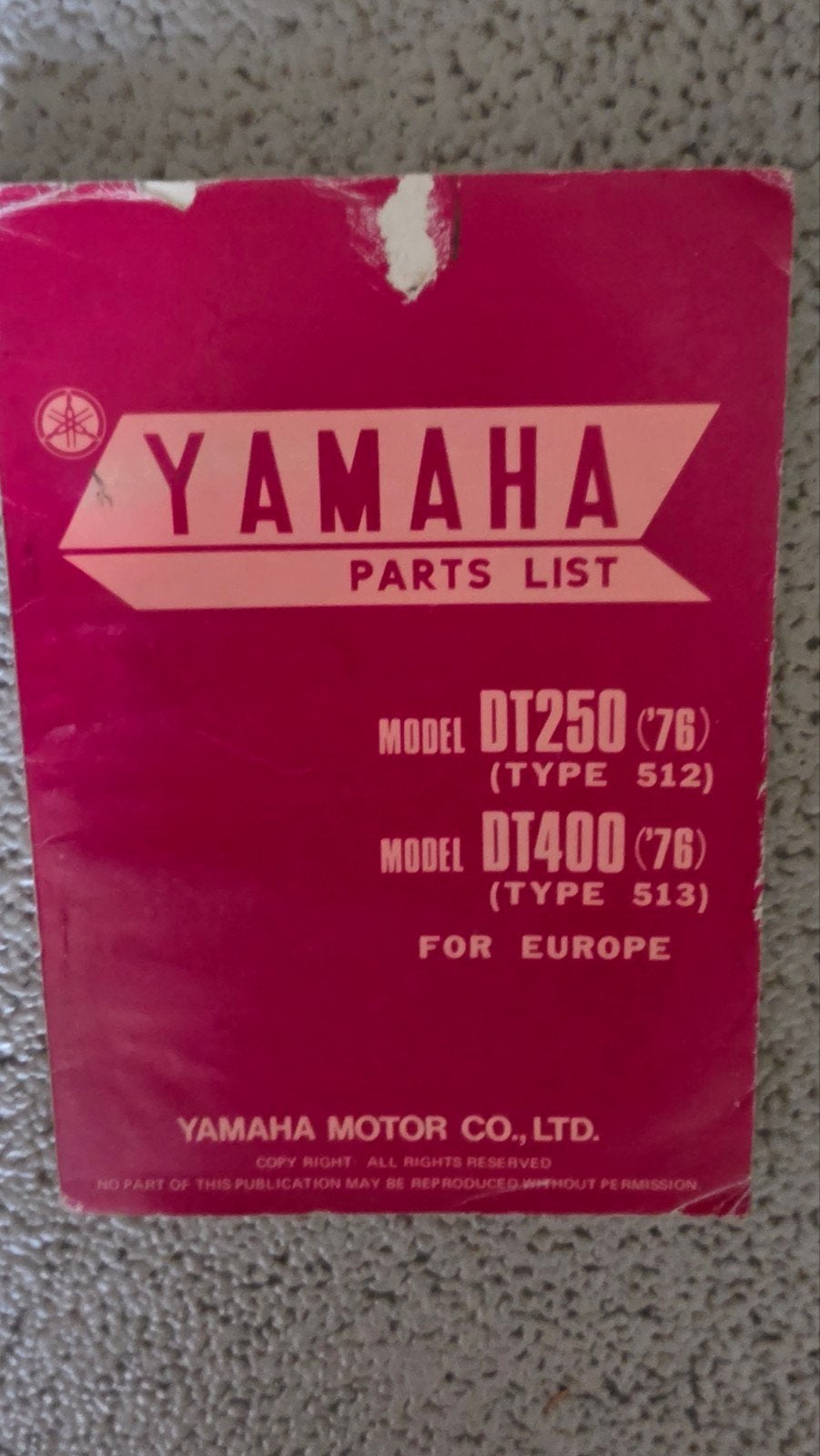 Yamaha DT250 DT400 (1976) Onderdelenlijst Handleiding, Ophalen of Verzenden, Gebruikt