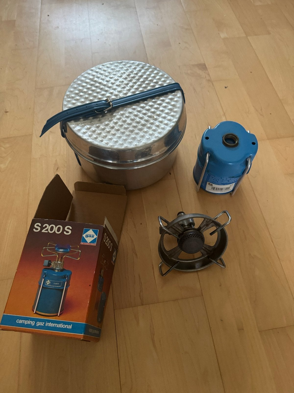 Campingaz S 200 S brander met pannenset, Ophalen of Verzenden, Gebruikt