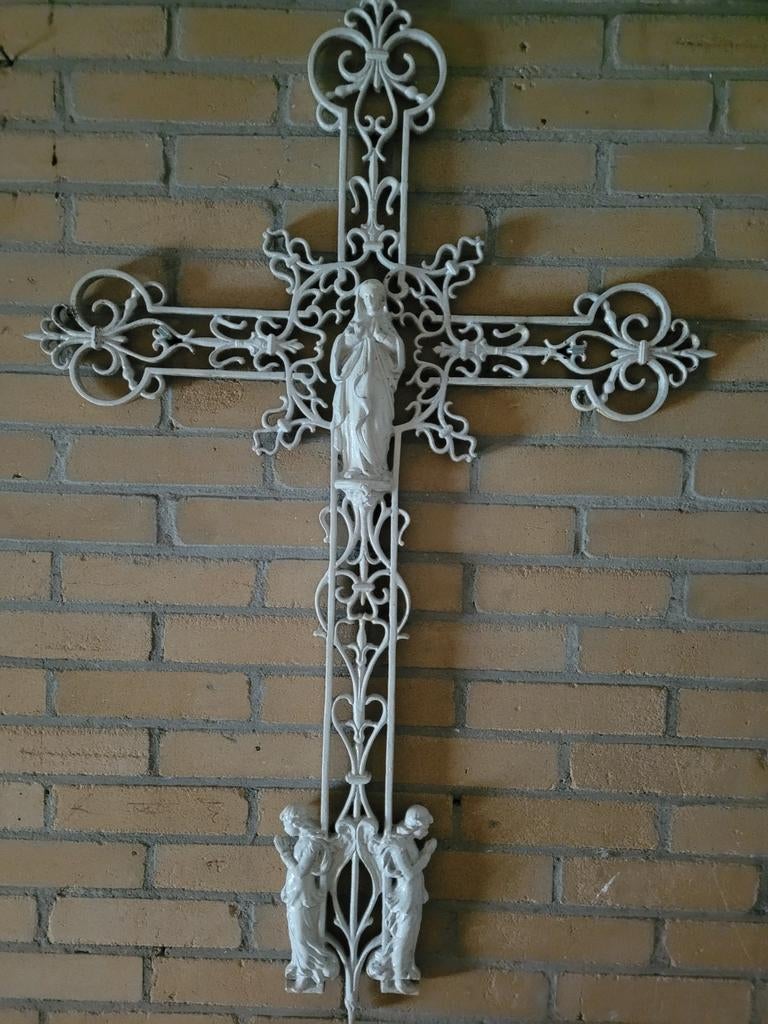 Gietijzeren kruis uit Normandie, 1 meter hoog, Antiek en Kunst, Antiek | Religie, Ophalen