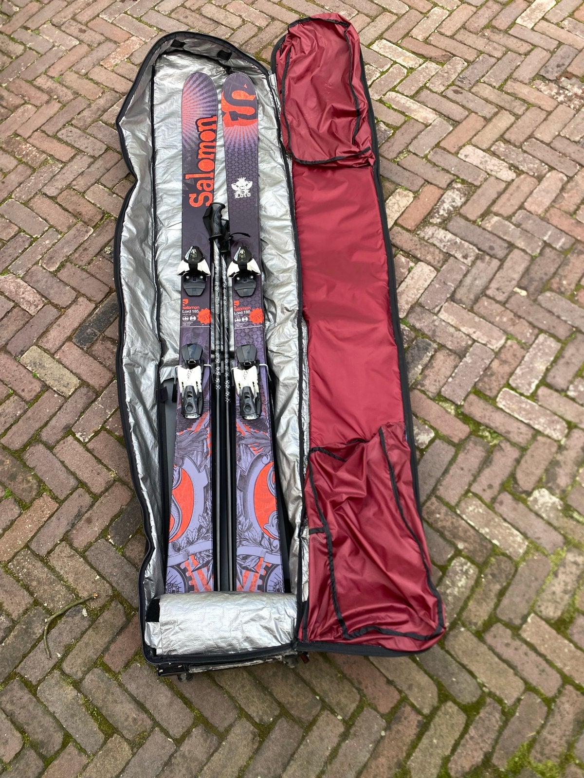 Salomon Lord 185 Ski's met stokken en Dakine skitas, Ophalen, Salomon, Skiën, Ski's