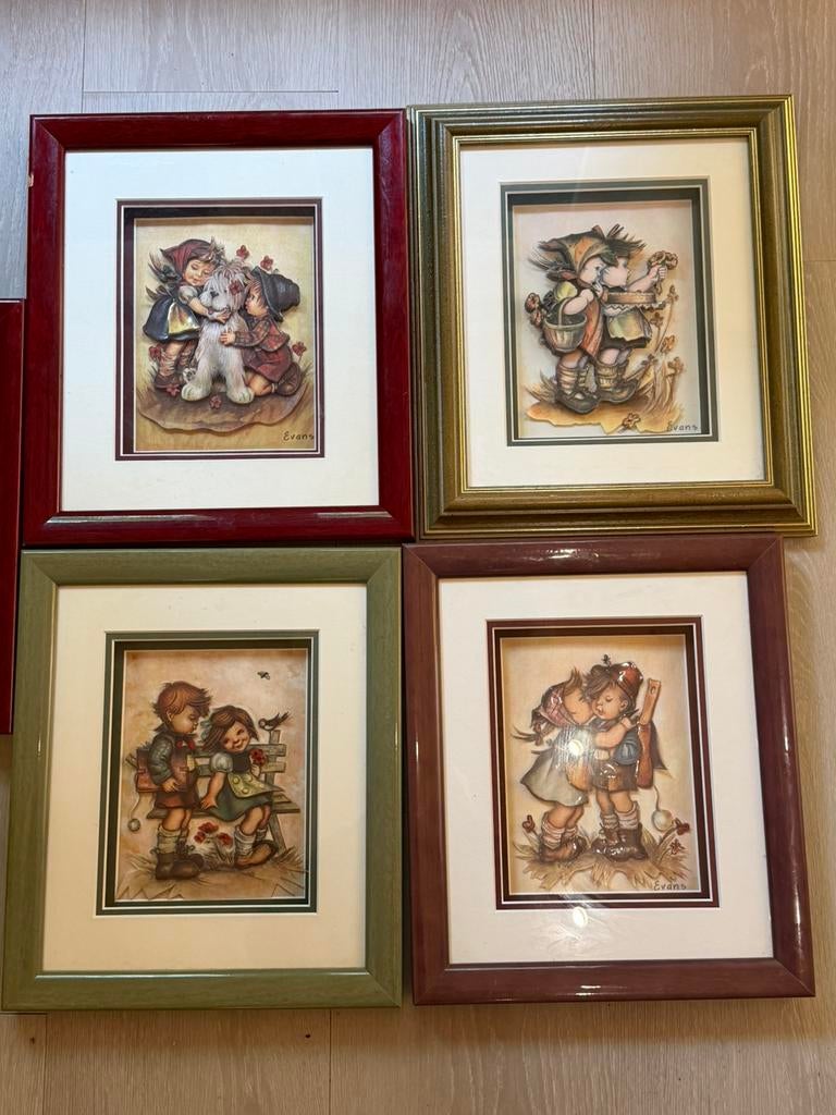 Prachtige Set van 5 Originele 3D Hummel Schilderijtjes, Ophalen of Verzenden, Zo goed als nieuw, Hout
