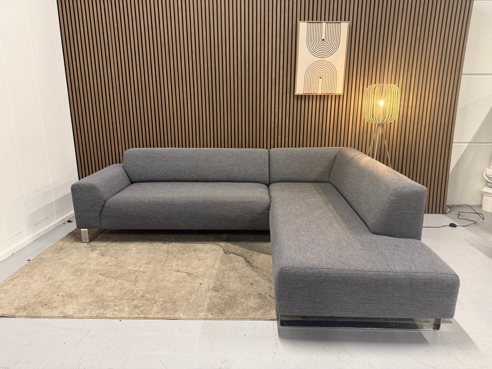 Montèl bank - Hoekbank - Grijs - Gereinigd - Nette staat, 250 tot 300 cm, Hoekbank, Ophalen of Verzenden, Zo goed als nieuw