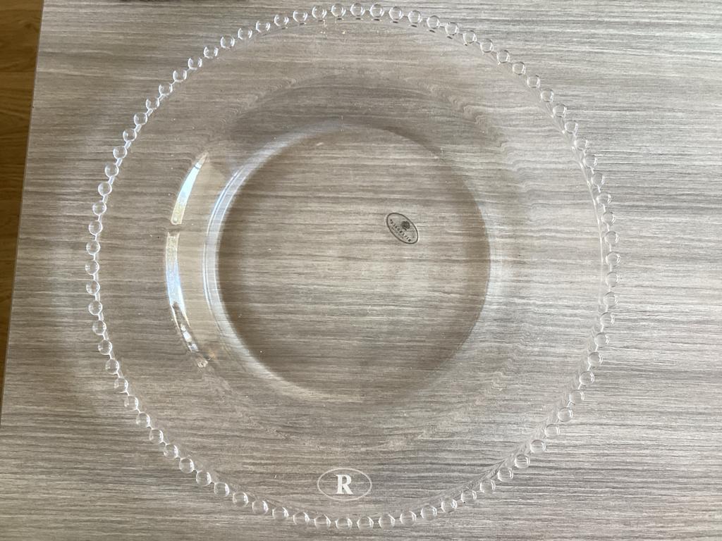 Riviera Maison Bord - Glazen Onderbord met kralenrand, Ophalen of Verzenden, Bord(en), Overige stijlen, Glas
