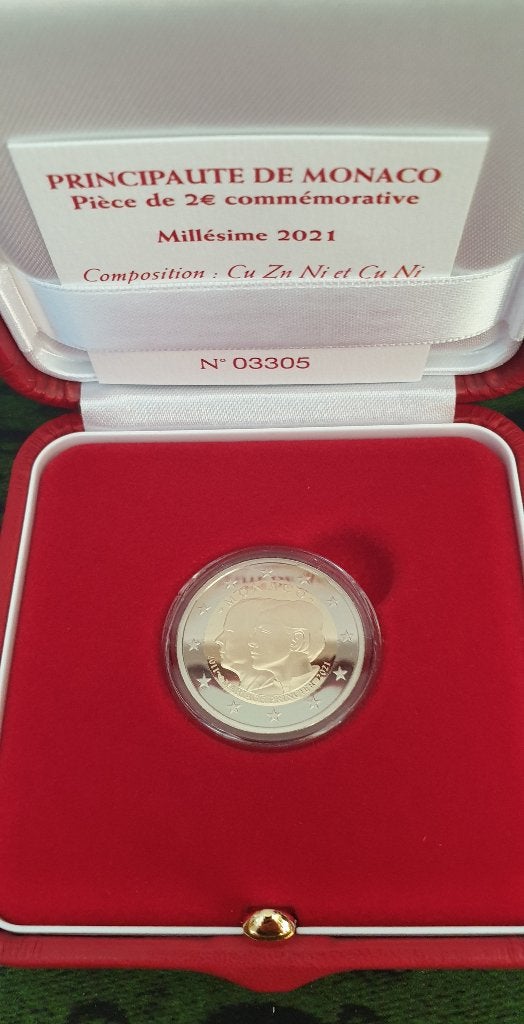 Monaco 2021 2 euromunt Proof Huwelijk Albert/Charlene, Postzegels en Munten, Munten | Europa | Euromunten, Ophalen of Verzenden