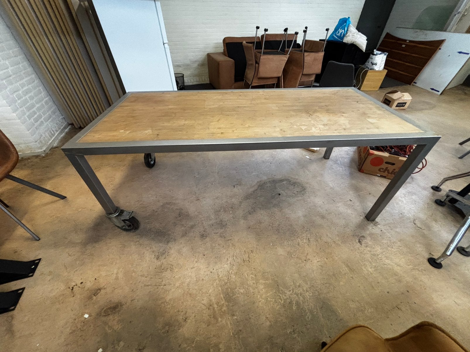 Eettafel met bamboe blad, Huis en Inrichting, Tafels | Eettafels, Ophalen, Rechthoekig, 50 tot 100 cm