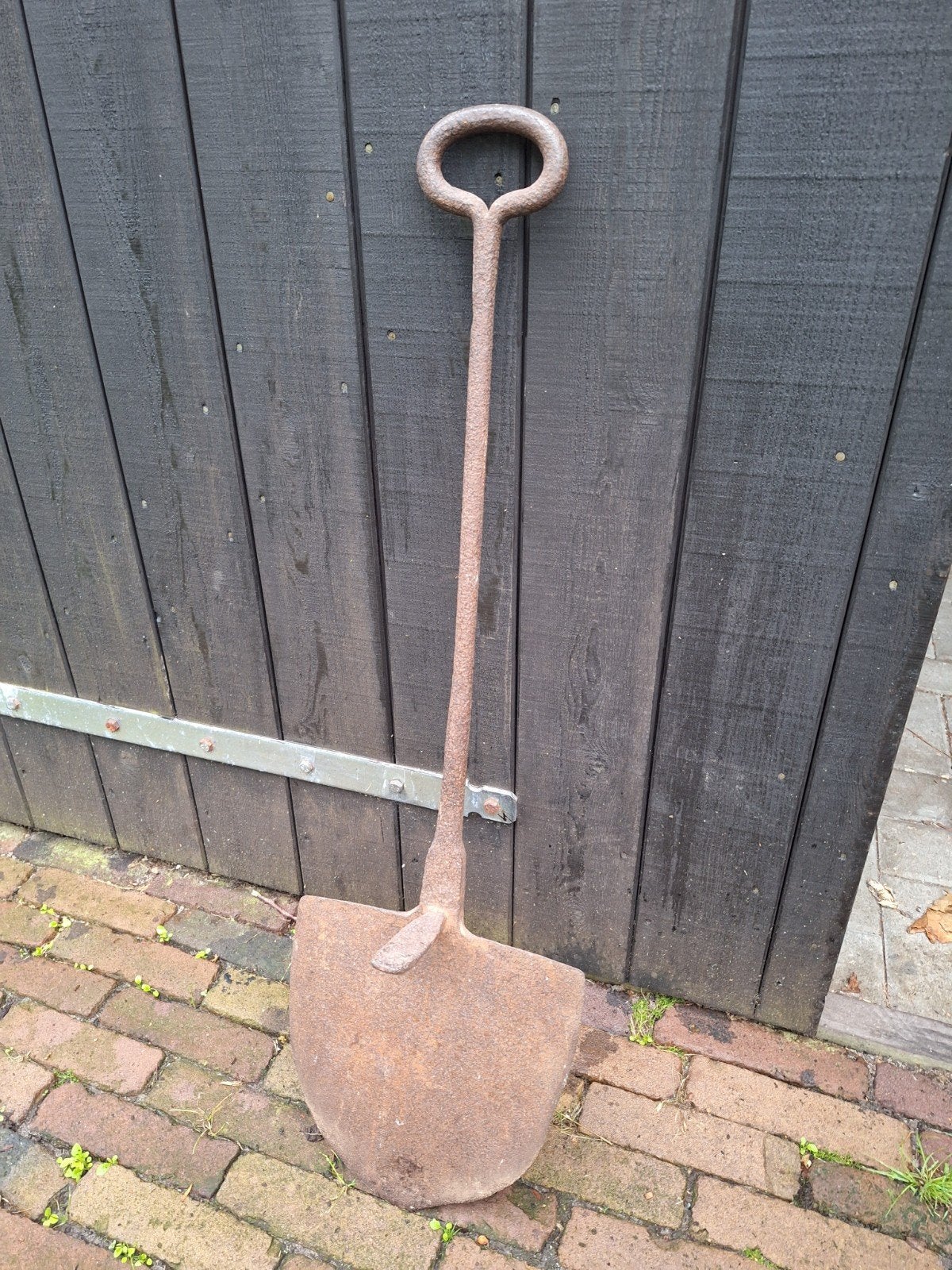 Antieke meststik, splitlepel, Tuin en Terras, Ophalen of Verzenden, Gebruikt