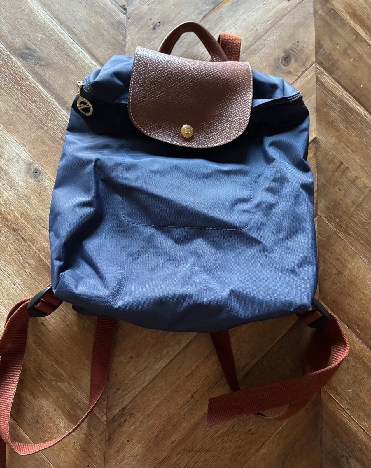 Longchamp pliage rugzakje donkerblauw, Ophalen of Verzenden, Zo goed als nieuw, Overige merken