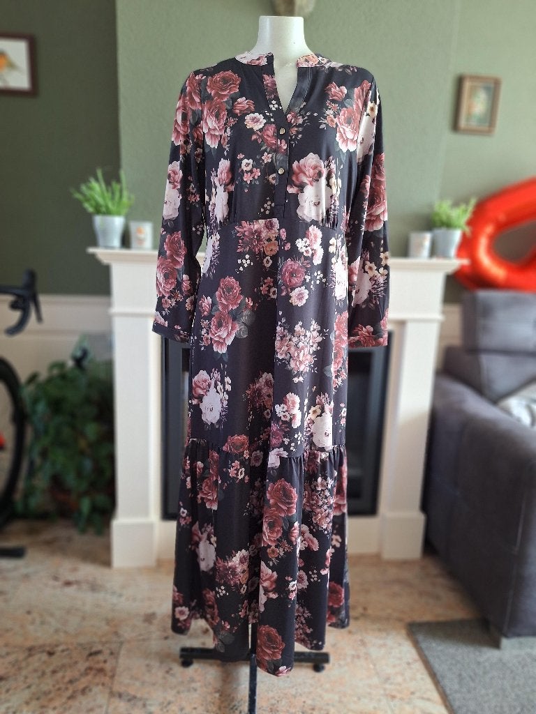 K-Design K Design lange nieuwe bloemen jurk L, K-design, Maat 42/44 (L), Nieuw, Ophalen of Verzenden