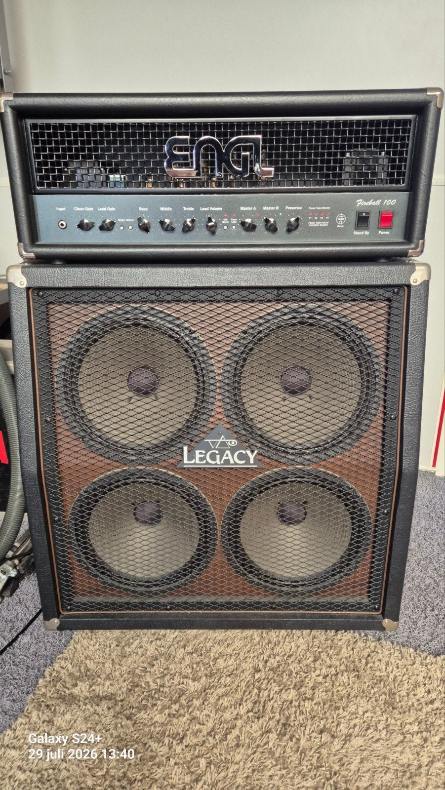 Engl Fireball 100 buizenversterker + Carvin 4x12 - V30, Ophalen, Zo goed als nieuw, Gitaar, 100 watt of meer