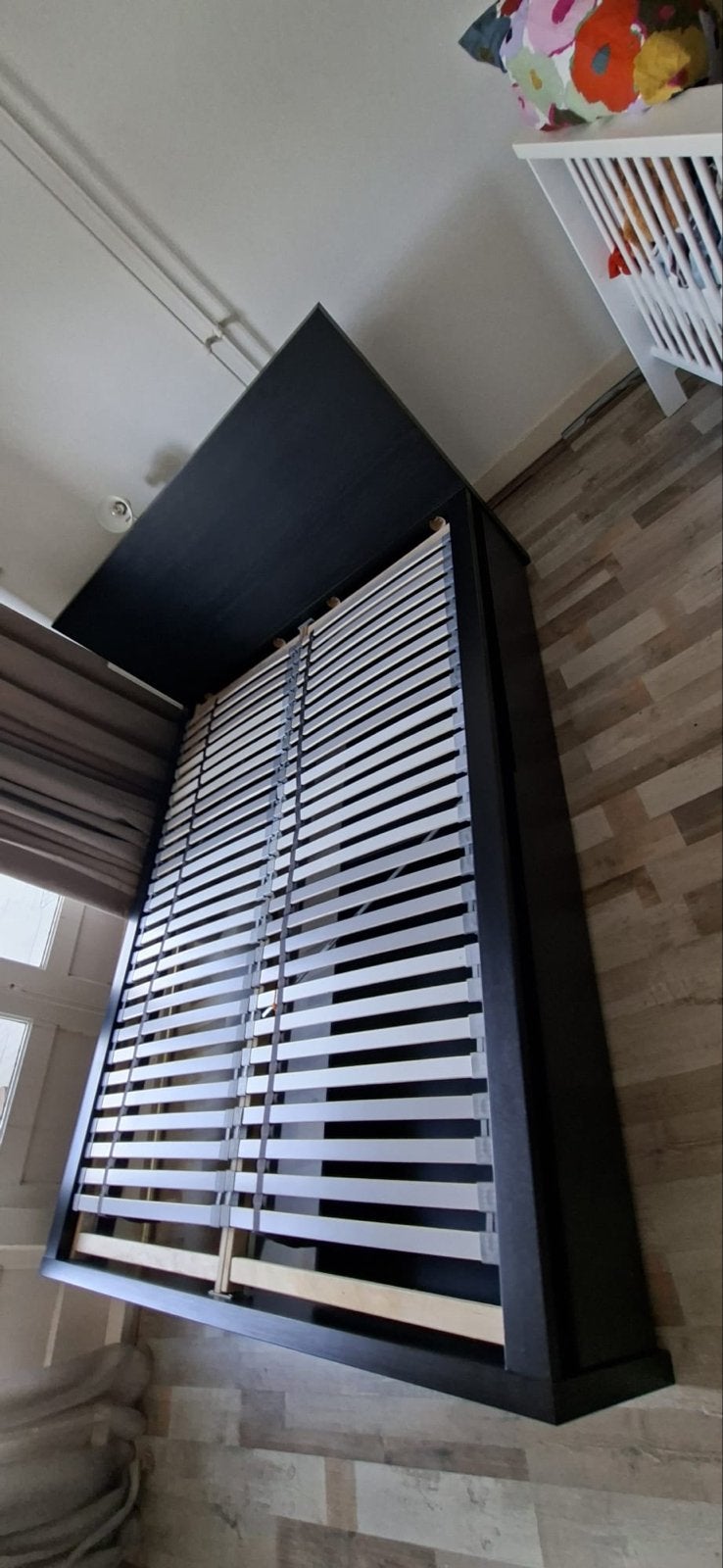 IKEA MALM bed frame high (140*200) + 2 storage boxes., Huis en Inrichting, Slaapkamer | Bedden, Gebruikt, Tweepersoons, 140 cm
